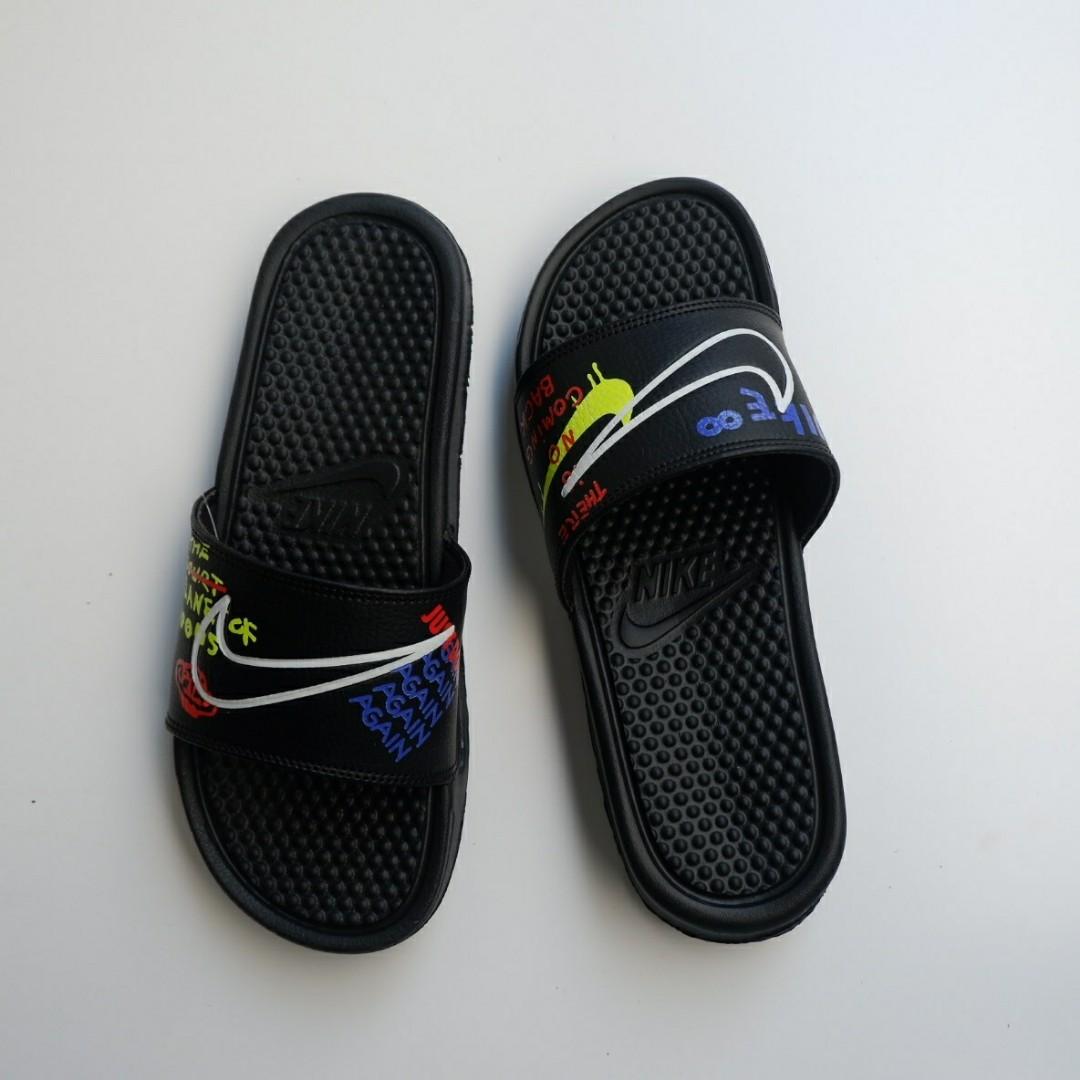Nike benassi slides swoosh planet of hoops outlet