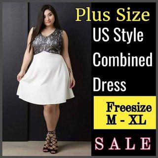Paubos Sale! P170 Off! 1 item left! Plus Size US Style Lace Combined Dress (FS:M - XL /best fit 28 - 32" waisttline )