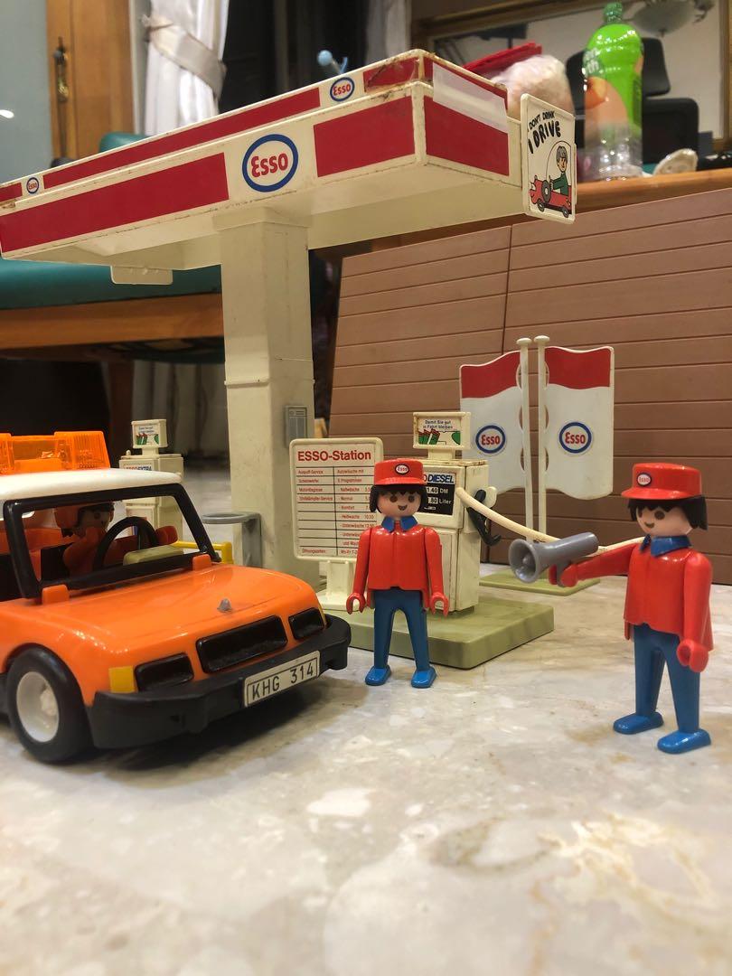 Playmobil Vintage Station Service Esso - Set 3439 De 1981 - Complet Avec Pompiste Et Accessoires