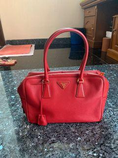 Prada Saffiano Bag Red Maroon 100% authentic