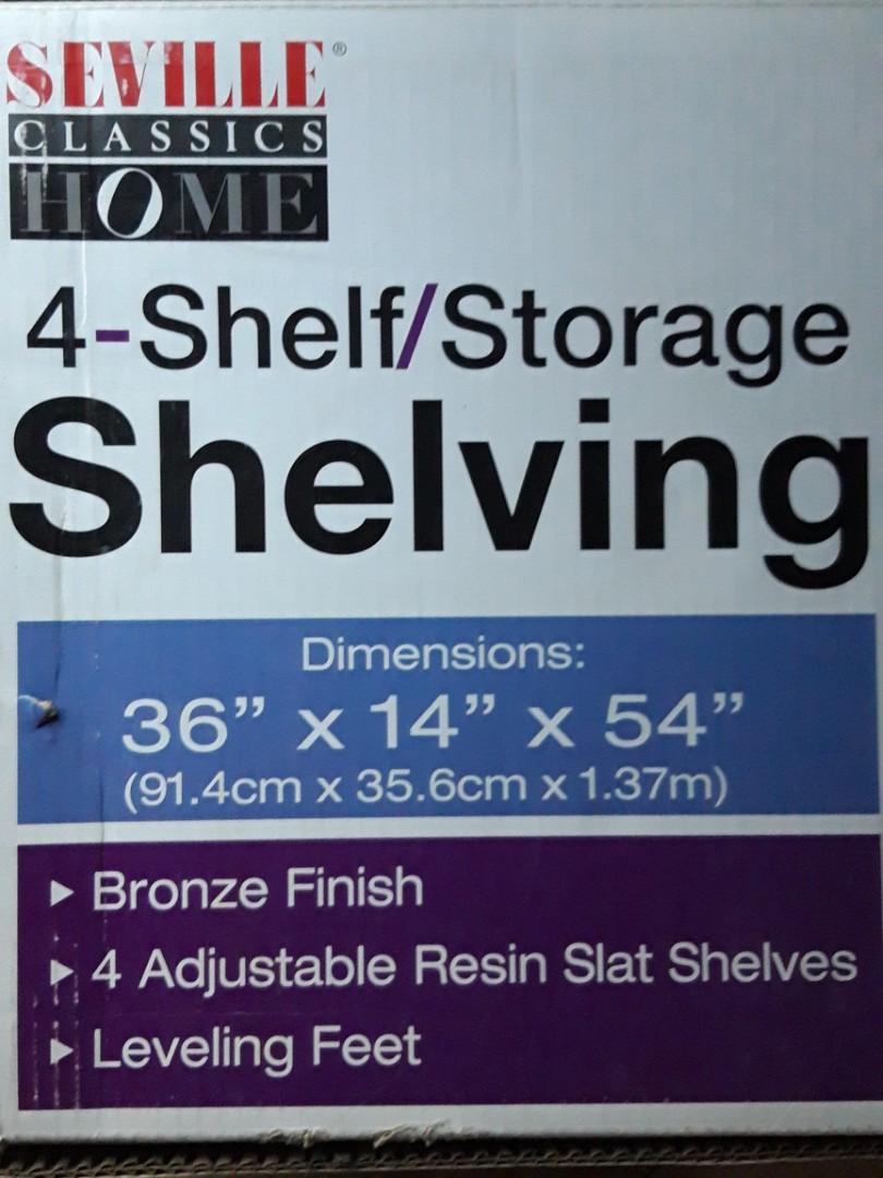 Seville 4-shelf heavyduty storage (Category: Shelves, Cabinets & Racks) located in Pasig City. Submitted by finderskeepfirst (Listing ID 1047695621, Image 2). Description: 9/10 condition, good as new stored in box bought from true value for P4495 rfs: moving out.