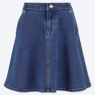 ［已售出］Uniqlo 女童牛仔寬擺裙（白色） #二手價