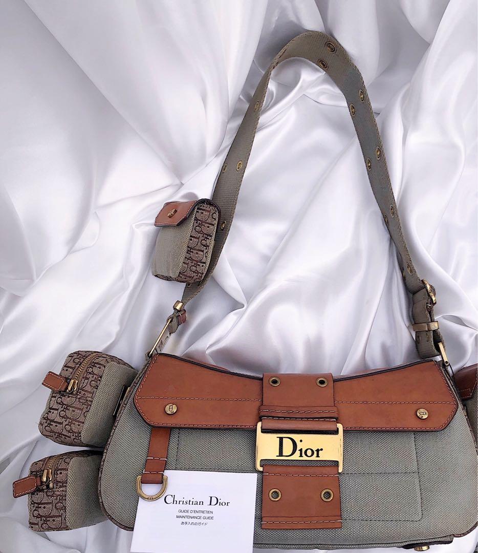 Dior Brown/Olive Green Canvas and Leather Street Chic Columbus Avenue  Shoulder Bag Dior