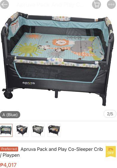 Apruva play and pack co sleeper crib playpen Babies Kids Baby Nursery Kids Furniture Cots Cribs on Carousell