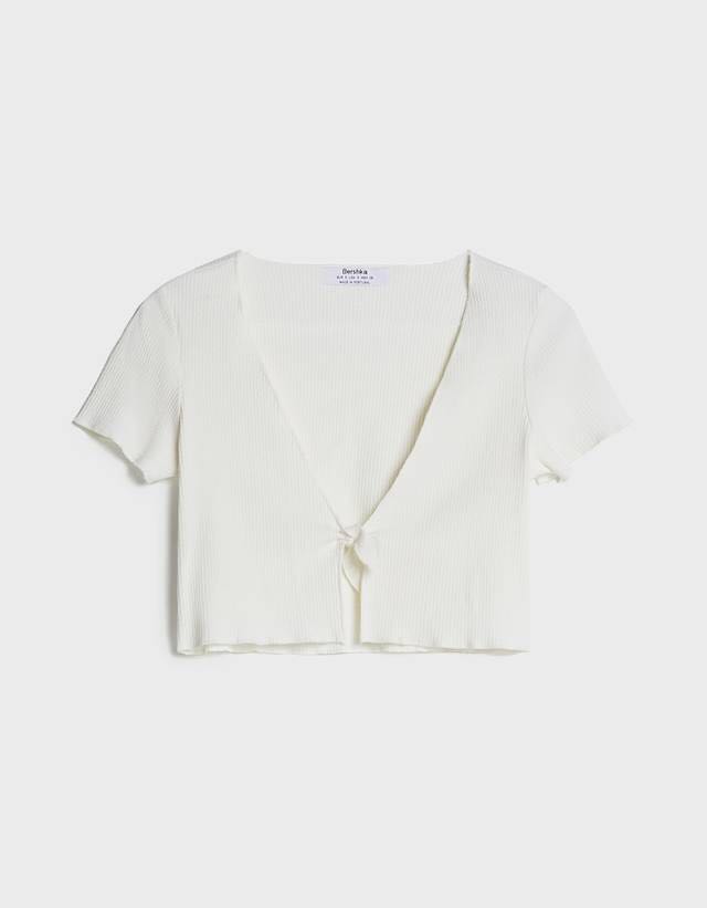 white short sleeve cardigan