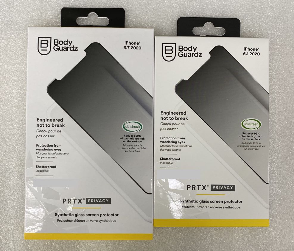 thumbnail image 2 of BodyGuardz PRTX Antimicrobial Tempered Glass Screen Protector For IPhone 12 Pro Max – Clear, Case Friendly 2 of 6