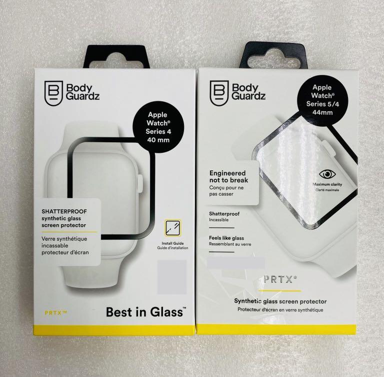 BodyGuardz PRTX Shatterproof Synthetic Glass Screen Protector for 44mm 40mm Apple Watch Series 6 5 4 SE