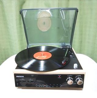 HOFEINZ Retro Vintage Style Turntable Vinyl Record Am Fm Radio Bluetooth Out Wireless Transmission Speaker Player