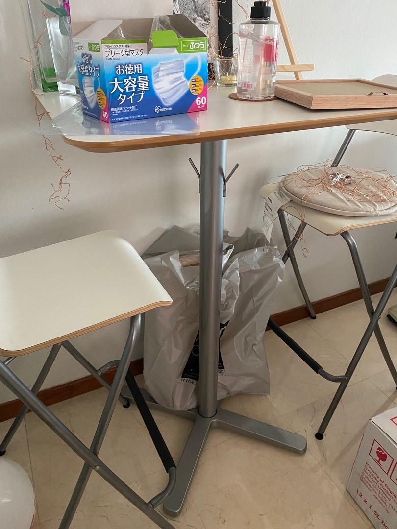 Ikea high table and chairs white, Furniture & Home Living, Furniture