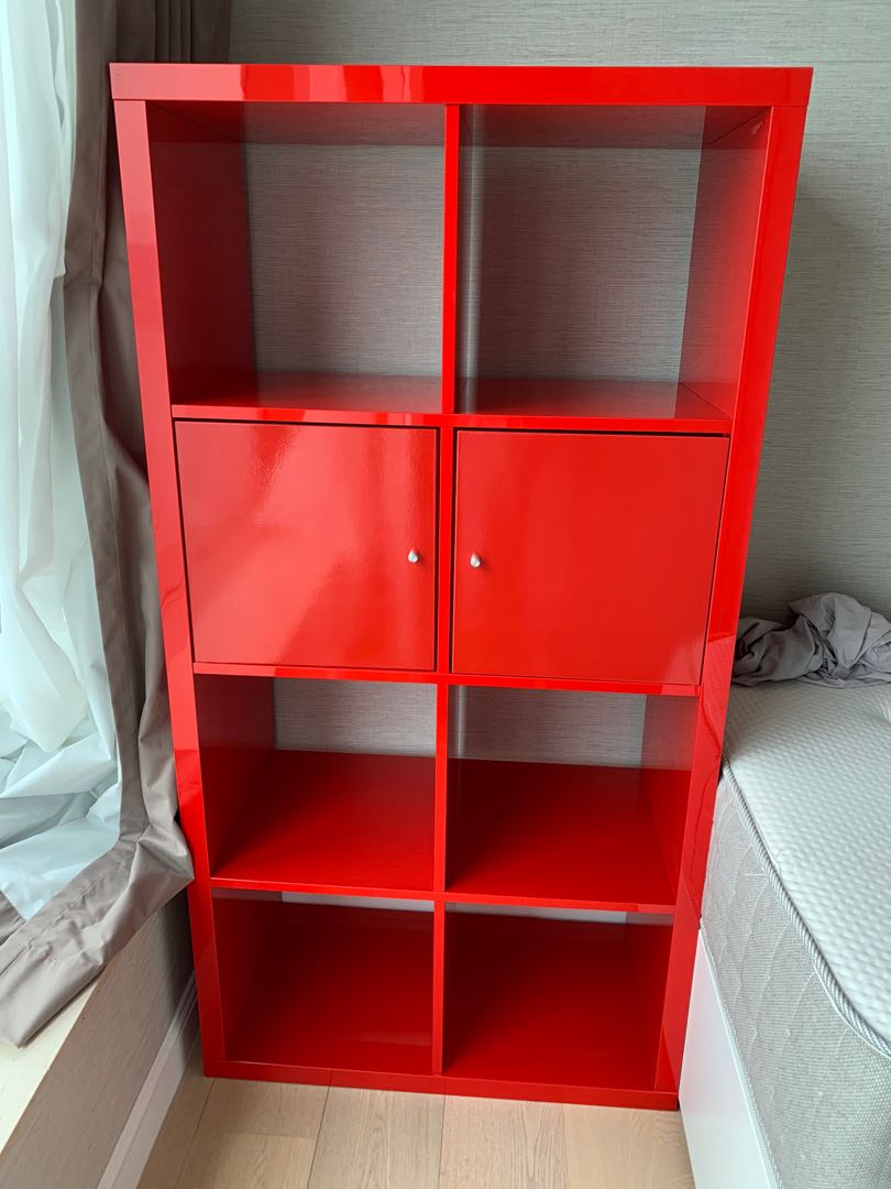 IKEA Kallax red shelving unit, 傢俬＆家居, 傢俬 Carousell