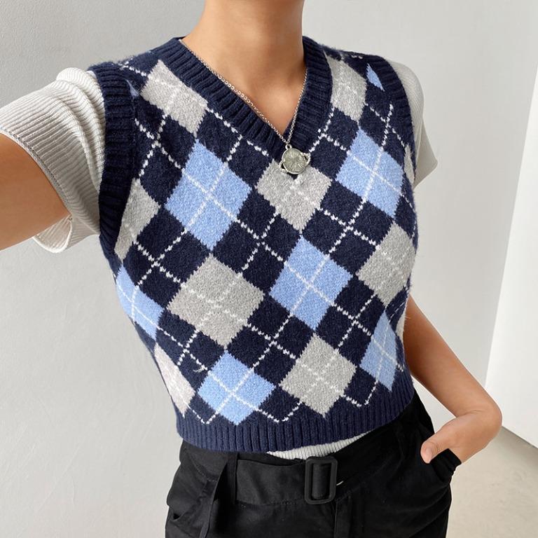 argyle knit vest