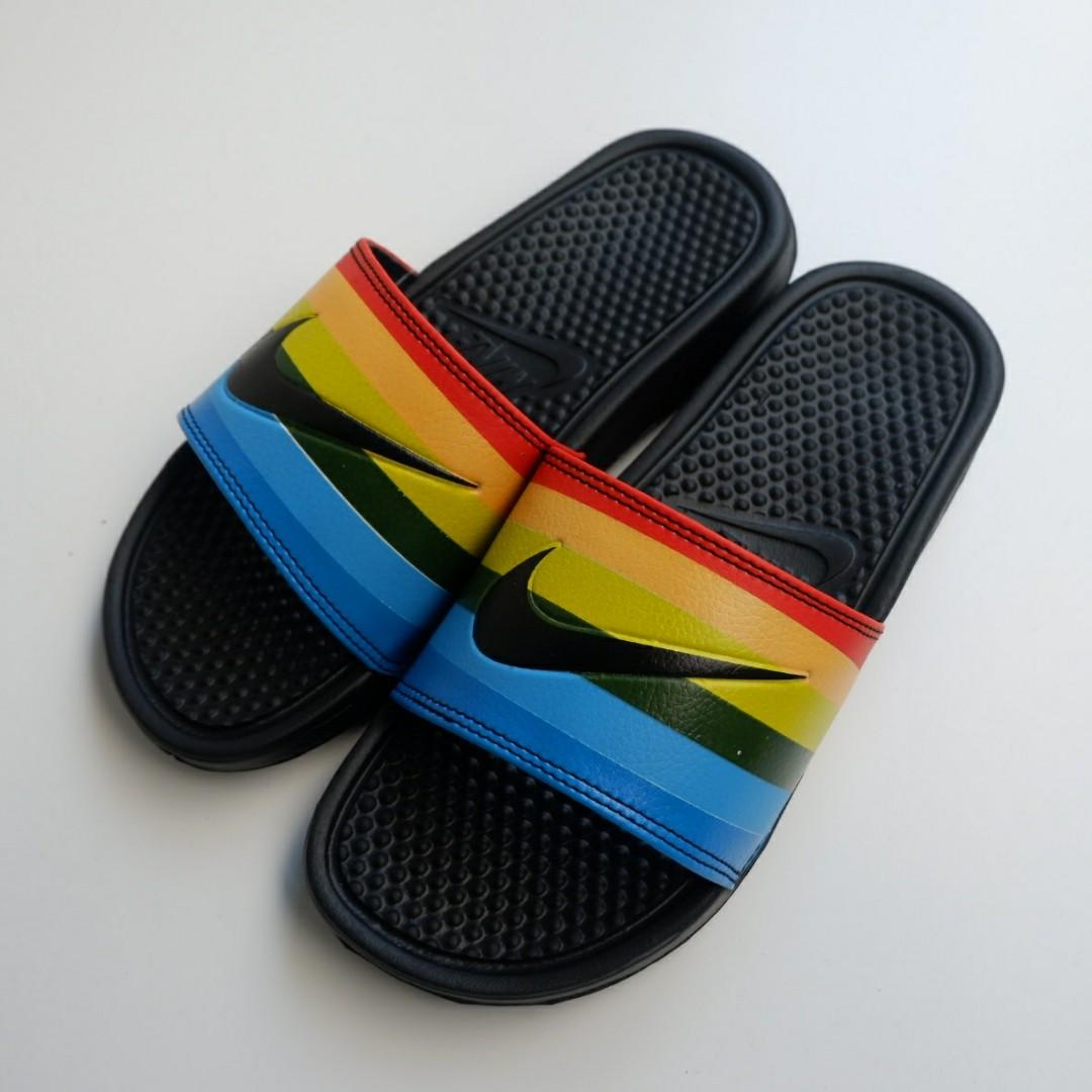 nike benassi rainbow