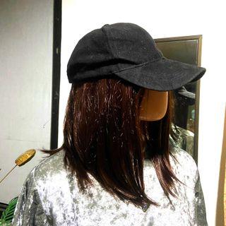 Plain black suede cap