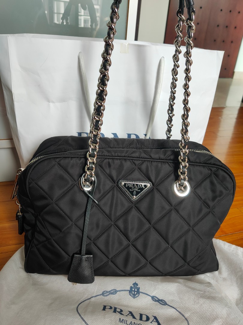 Prada quilted tessuto nylon shoulder bag store