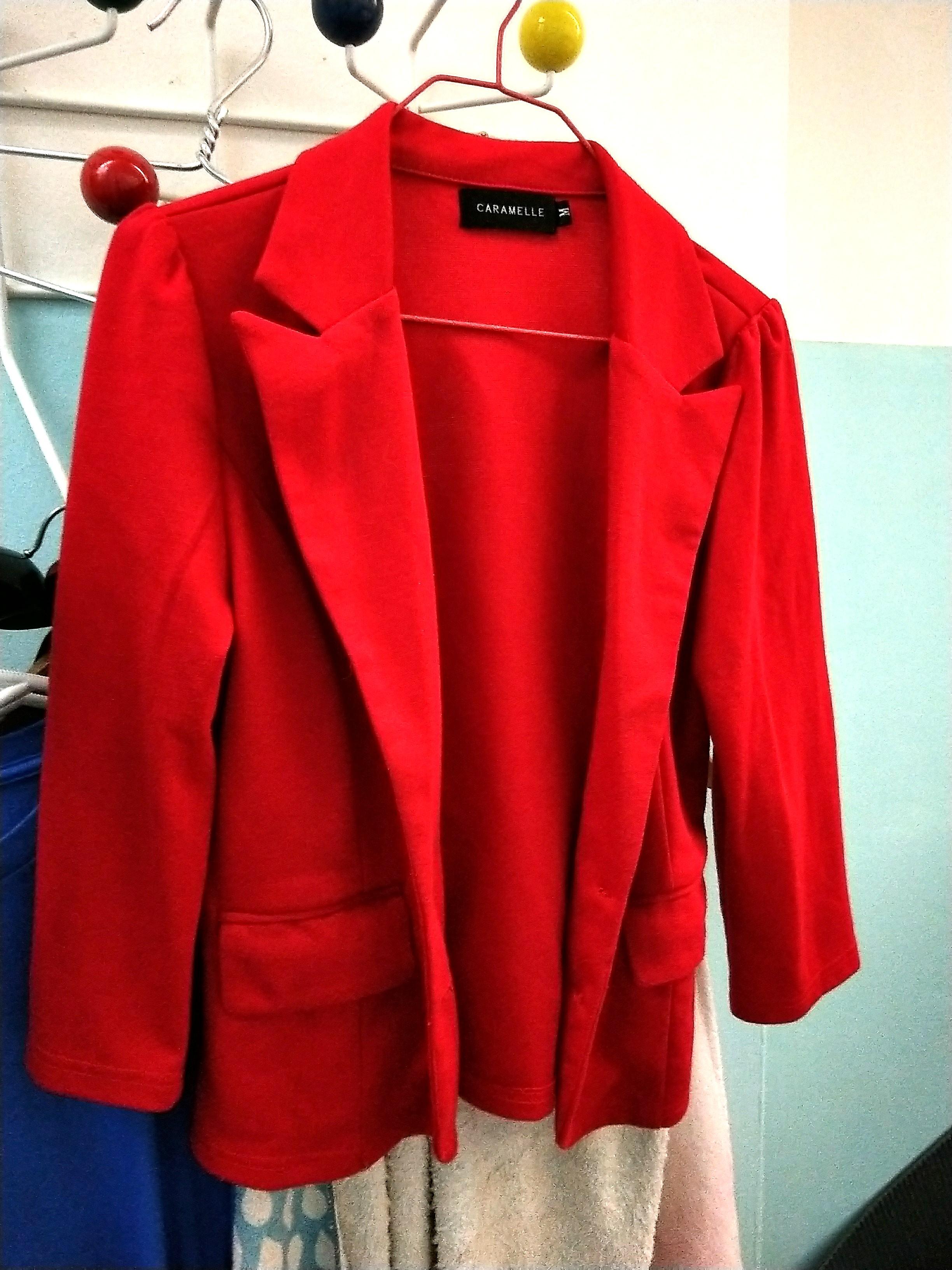 Red long blazer jacket store
