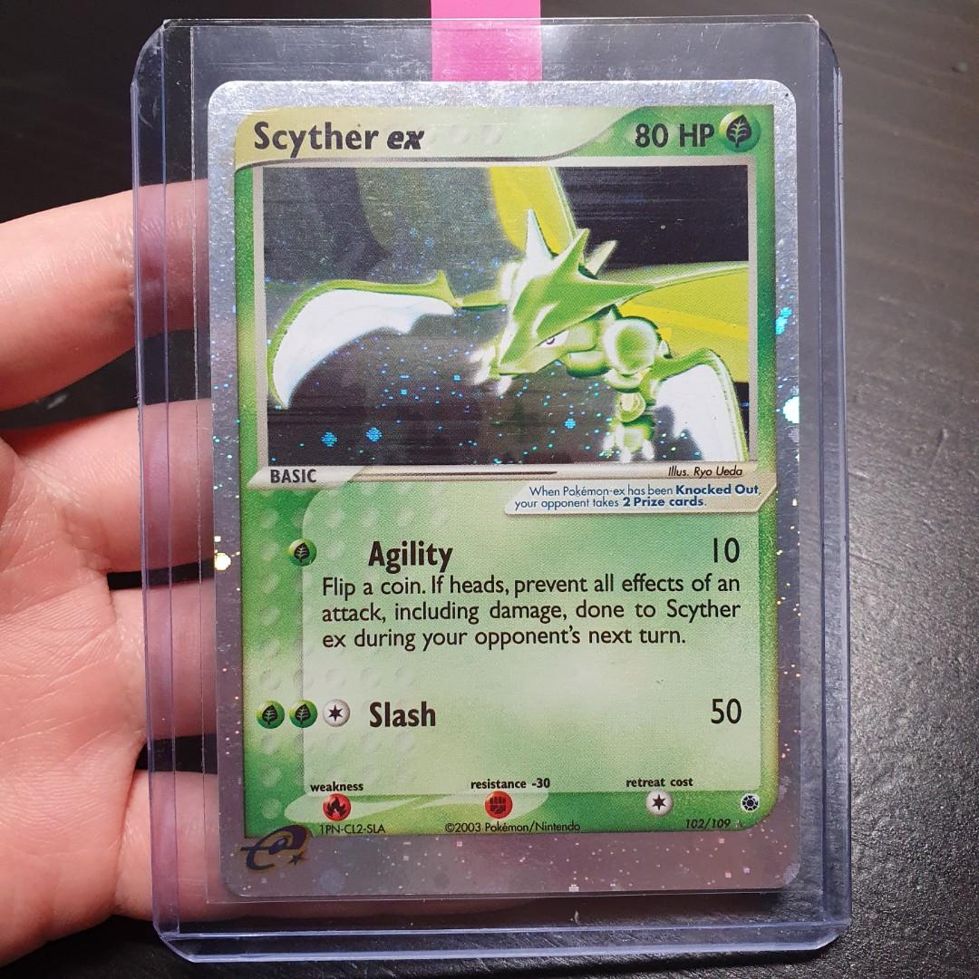 Scyther ex - 102/109 - Ultra-Rare (Ex Ruby & Sapphire Singles) Pokemon TCG  Cards [Vintage Silver Border] [DISCOUNTED], Hobbies & Toys, Toys & Games on  Carousell