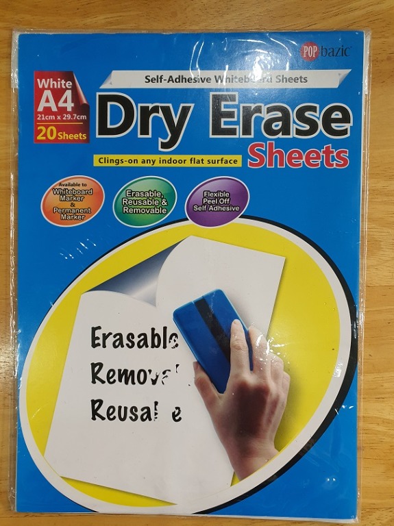 Self Adhesive Whiteboard Sheets (A4 X 16 sheets), Hobbies & Toys