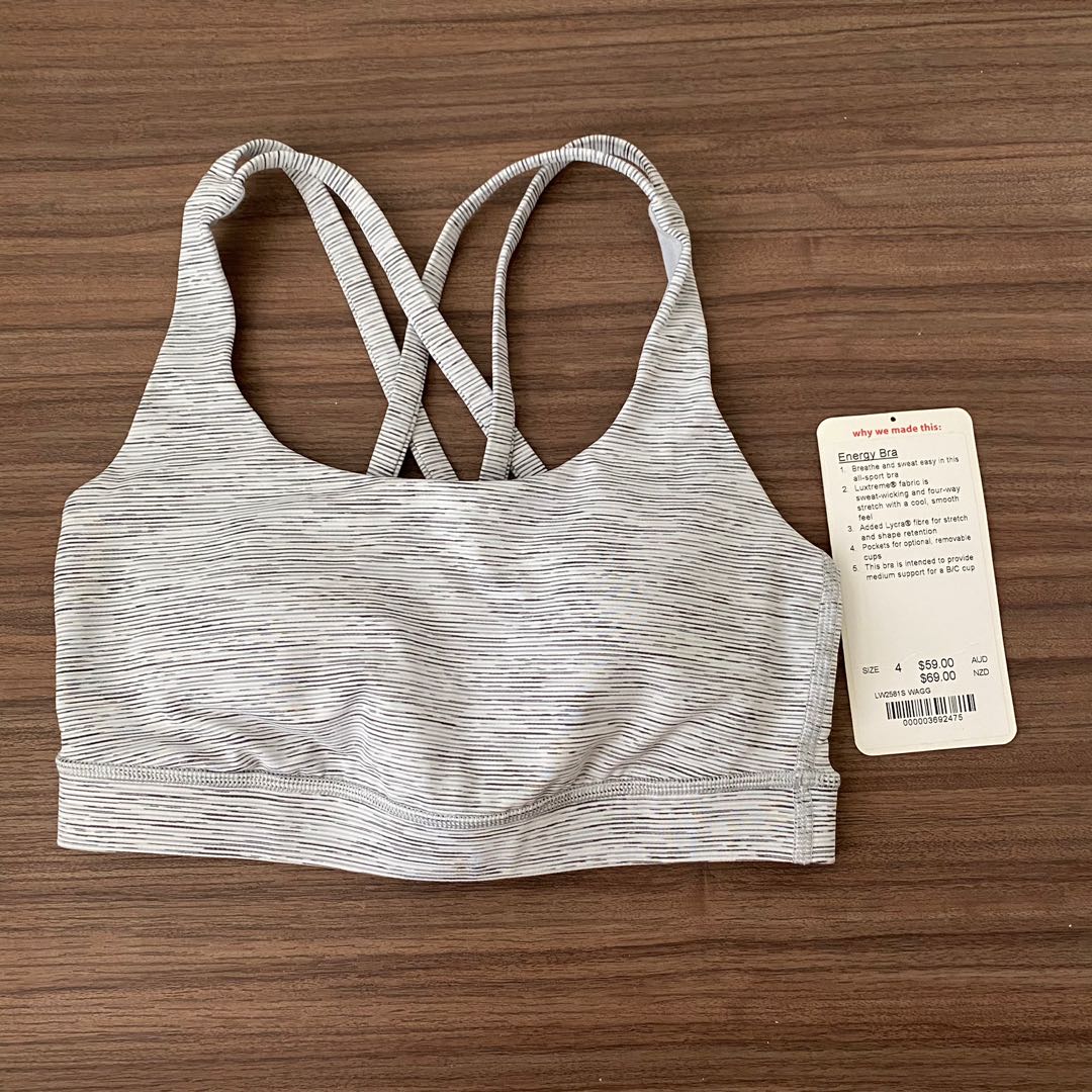 size 4 lululemon energy bra in wee are from space nimbus