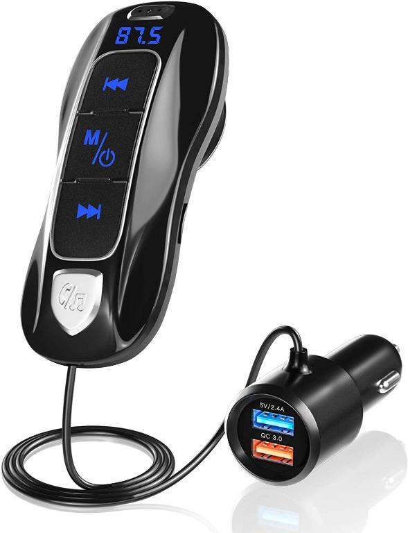 Bluetooth Fm Transmitter, Bluetooth 5.0 Car Radio Adapter Mp3 Player  Wireless Hands-free Kit, Cigarette Lighter Charger With Dual Usb Ports  5v/2.4a