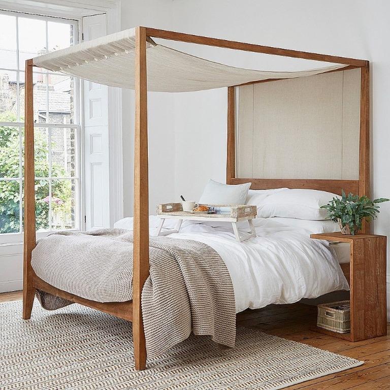 Teak Bed Frame Teak Wood Four Poster Bed, Furniture & Home Living