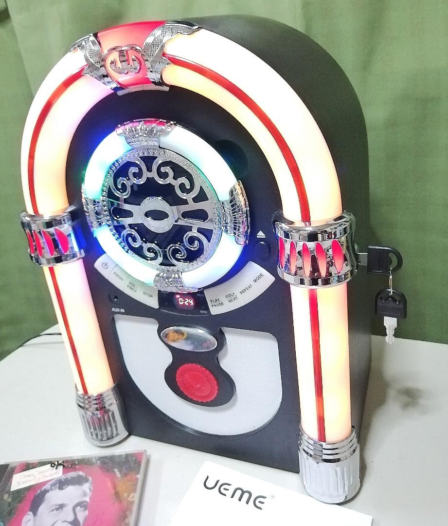 UEME Retro Vintage Style Desktop Jukebox CD Bluetooth FM Radio Player