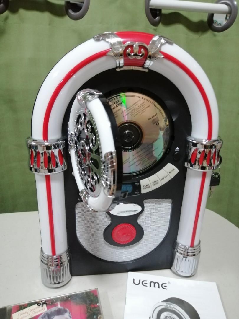 UEME Retro Vintage Style Desktop Jukebox CD Bluetooth FM Radio Player
