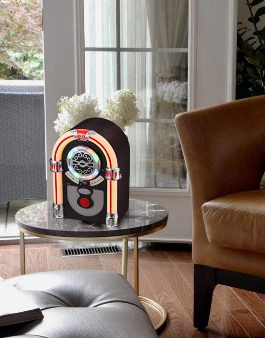 UEME Retro Vintage Style Desktop Jukebox CD Bluetooth FM Radio Player