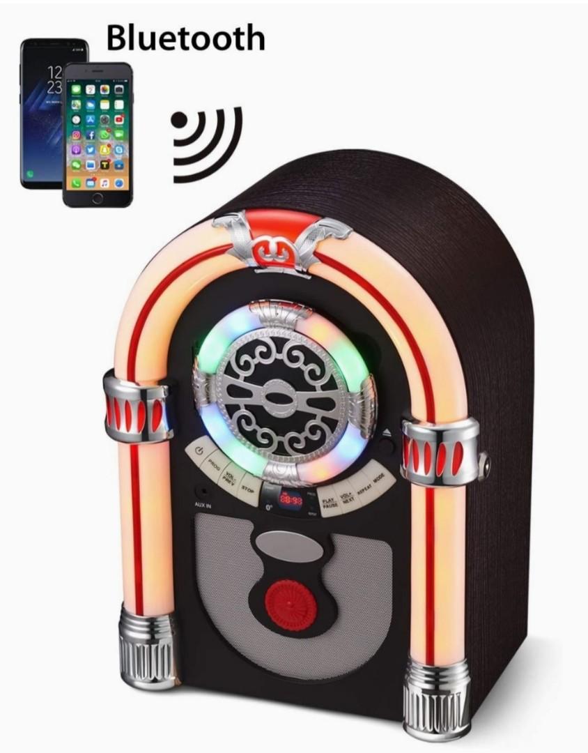 UEME Retro Vintage Style Desktop Jukebox CD Bluetooth FM Radio Player