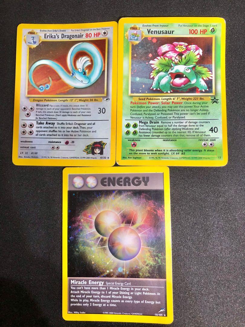Venusaur promo, Erika's dragonair, miracle energy HOLO lot. HP/Dmg. Pokemon TCG cards, Hobbies & Toys, Toys & Games on Carousell Venusaur promo, Erika's dragonair, miracle energy HOLO lot. HP/Dmg. Pokemon TCG cards, Hobbies & Toys, Toys & Games on Carousell