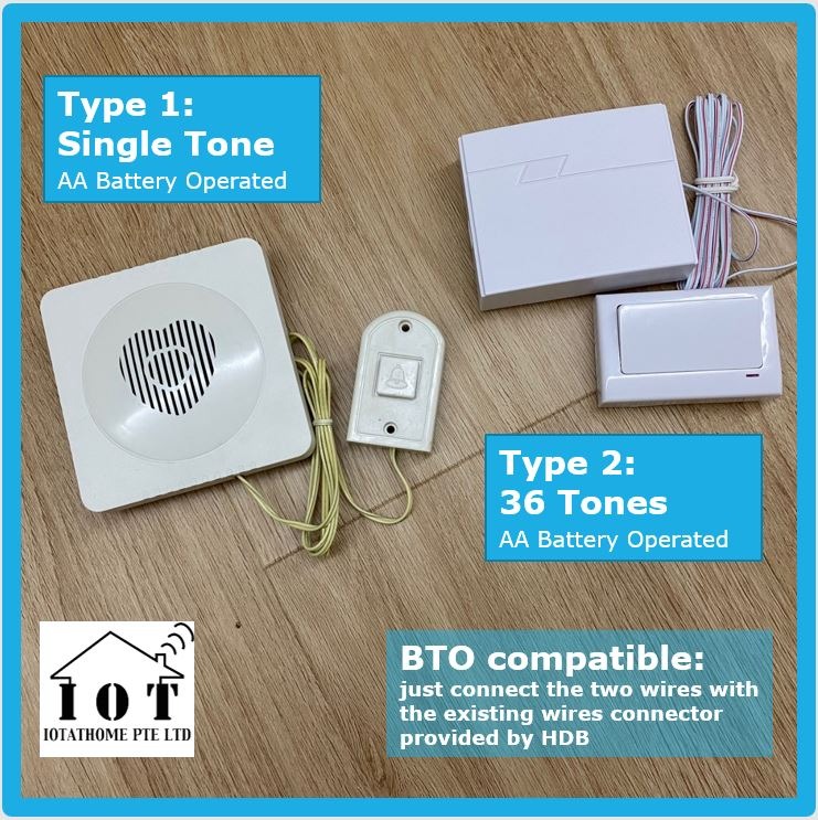 Wired Battery Doorbell / Chime for HDB/BTO/Condo, Furniture & Home