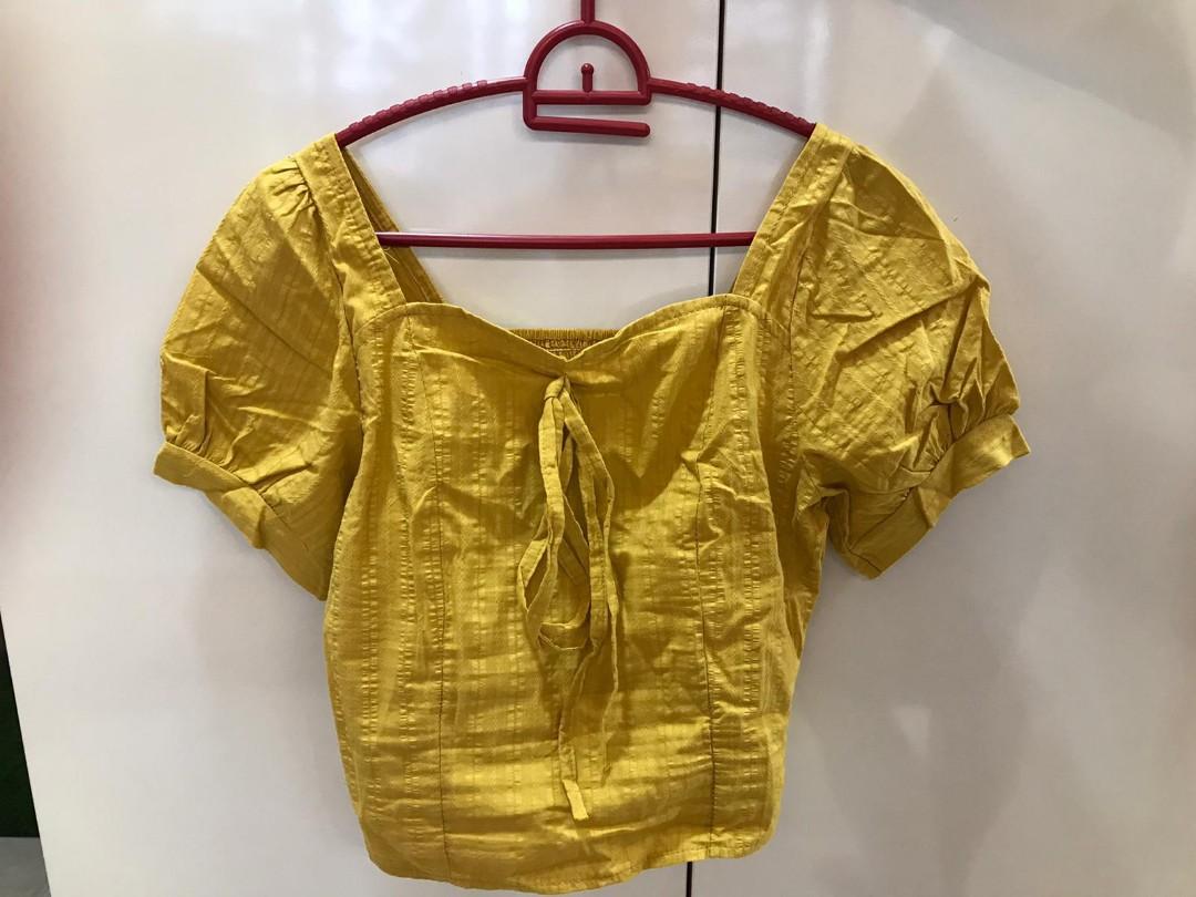 Yellow and Red Crop Top, Women's Fashion, Tops, Other Tops on Carousell