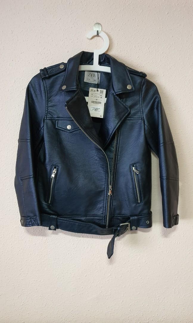 Zara baby blue leather jacket sale