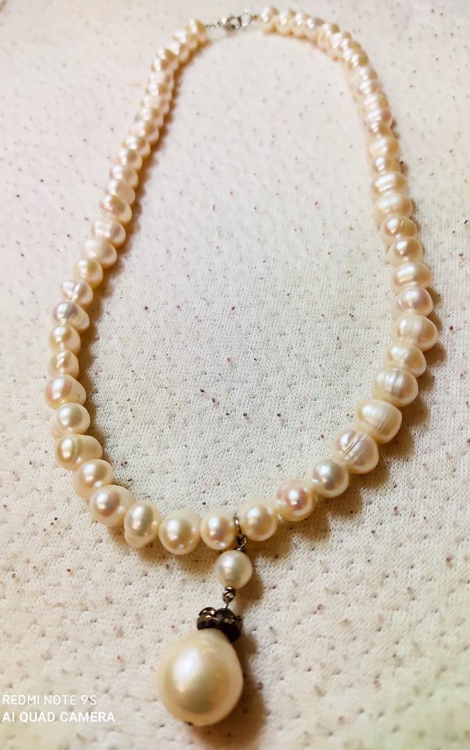 Antique Genuine Freshwater Pearls Necklace P1 Men s Fashion