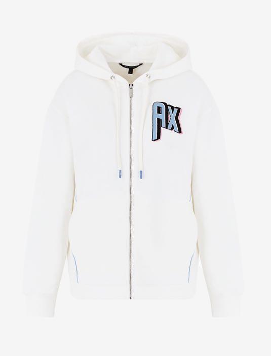 White hooded clearance zip up sweatshirt