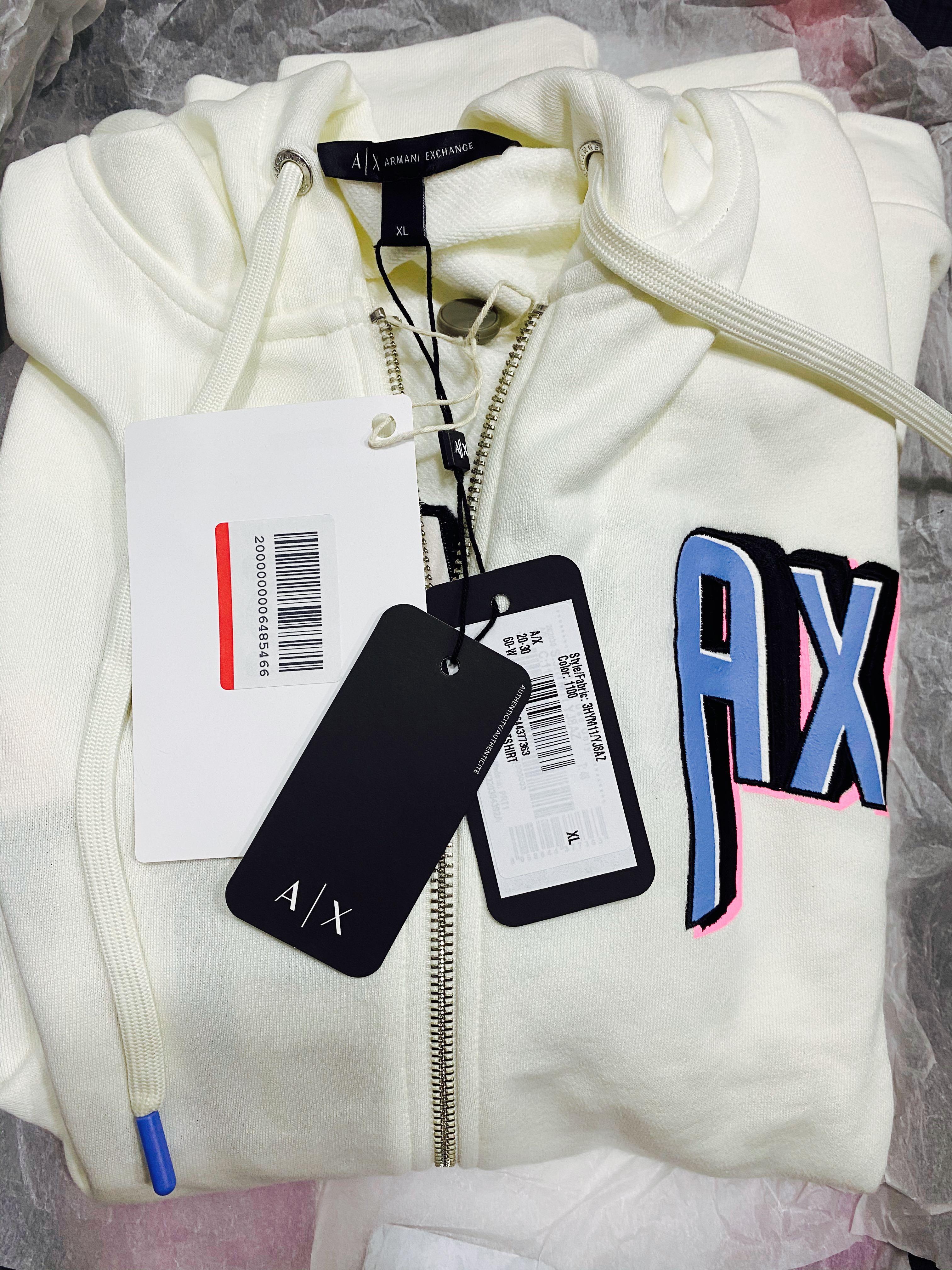 Armani Exchange HOODED ZIP UP SWEATSHIRT WITH PRINT