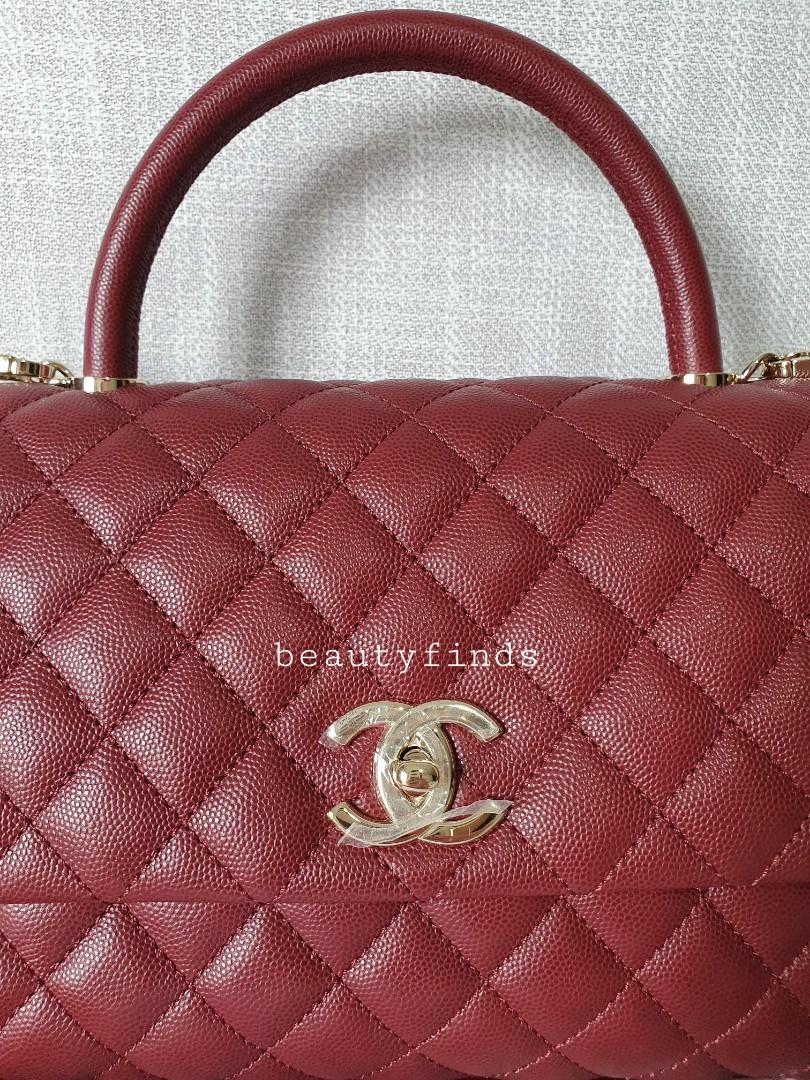 🦄💖BRAND NEW: Chanel Coco Handle (Burgundy, Small/Medium 29cm) (Non-nego),  Luxury, Bags & Wallets on Carousell