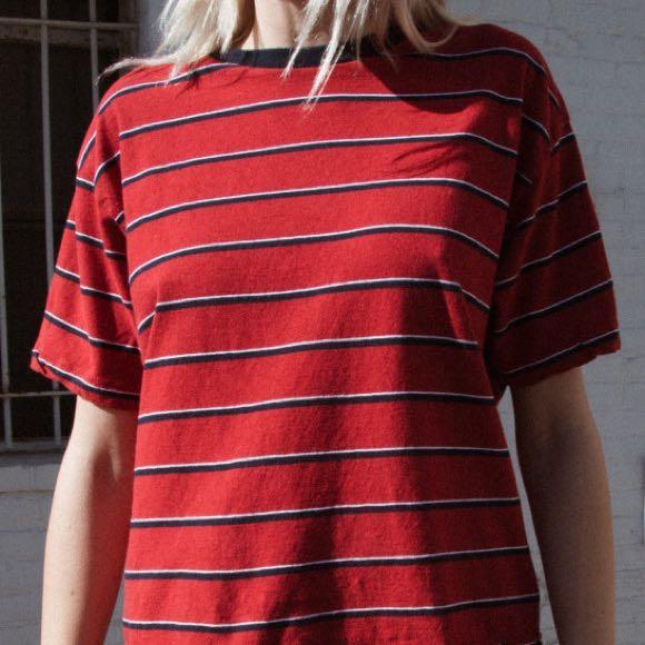 brandy melville red navy blue white striped aleena top, Women's Fashion,  Tops, Other Tops on Carousell
