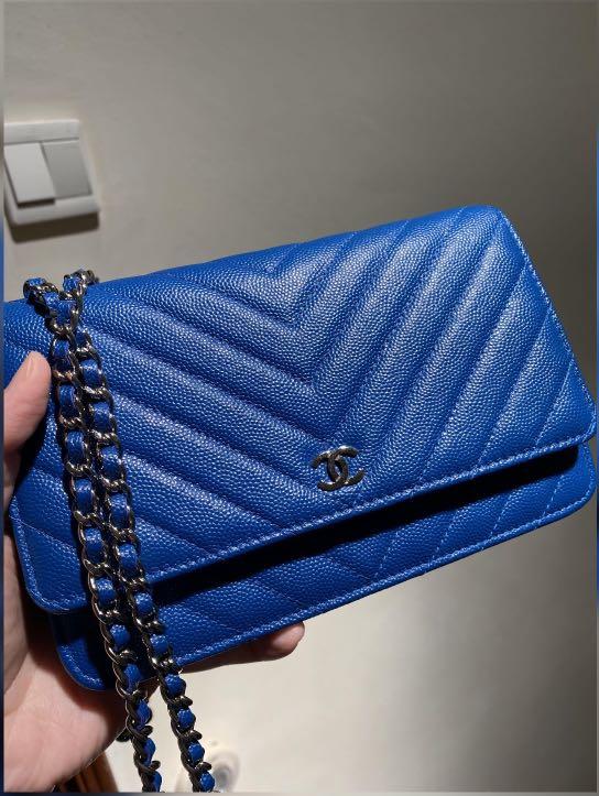 Chanel Wallet on Chain in Blue Chevron Caviar