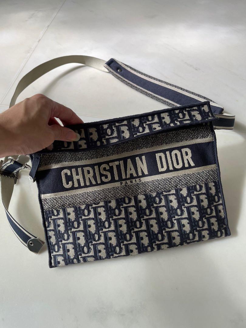 dior embroidered canvas clutch