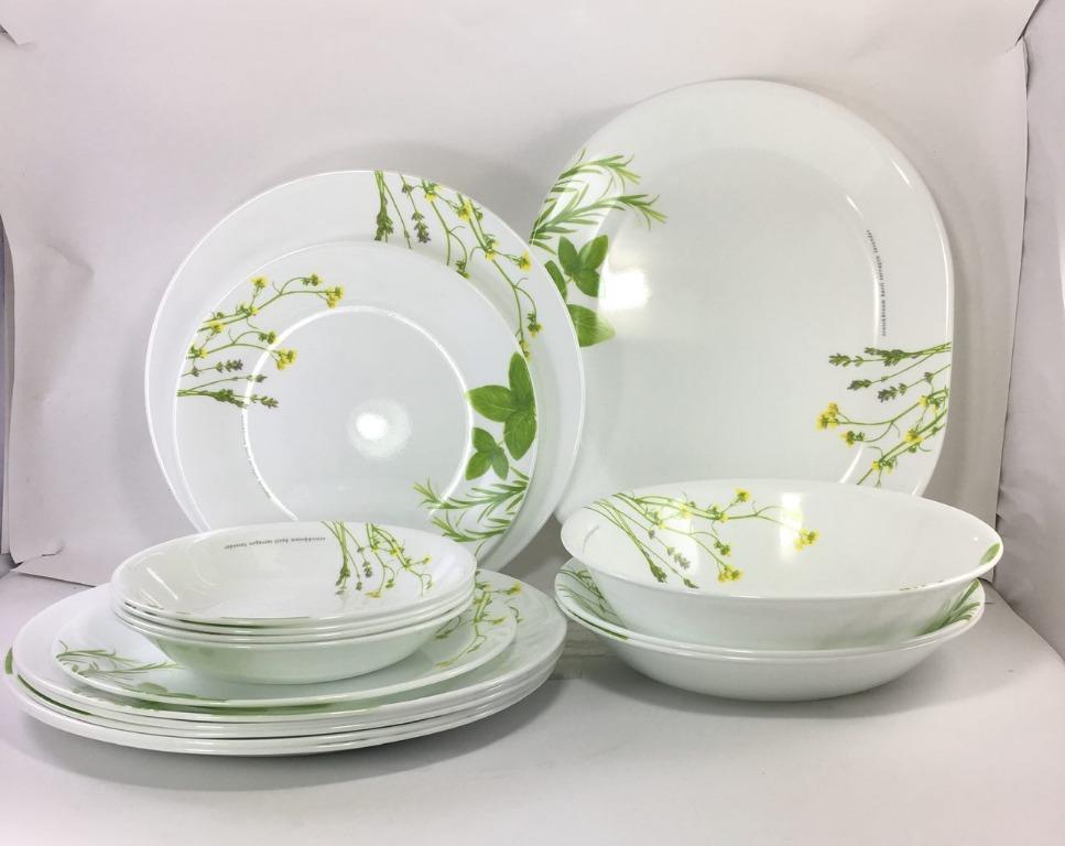 Corelle European Herbs 16pcs Furniture Home Living Kitchenware Tableware Dinnerware Cutlery on Carousell