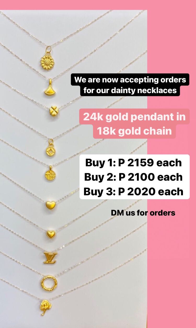 Dainty necklaces- 24k gold pendant in 