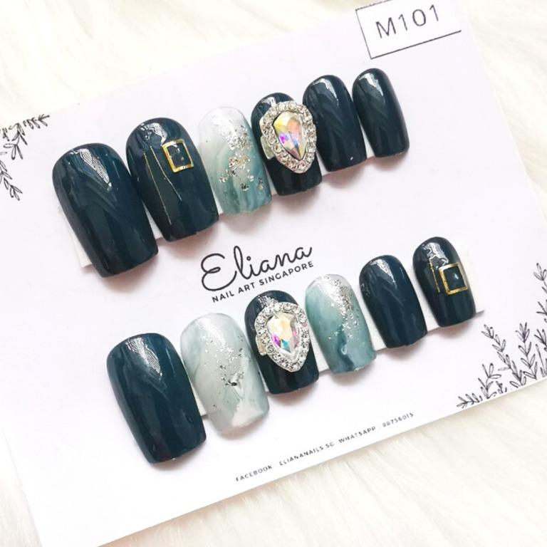 Dark Blue Medium Length Nails Press On Nails Fake Nails Full Cover Short False Nails Acrylic Nail Art Health Beauty Hand Foot Care On Carousell Find manicure tips, advice and great pictures. carousell