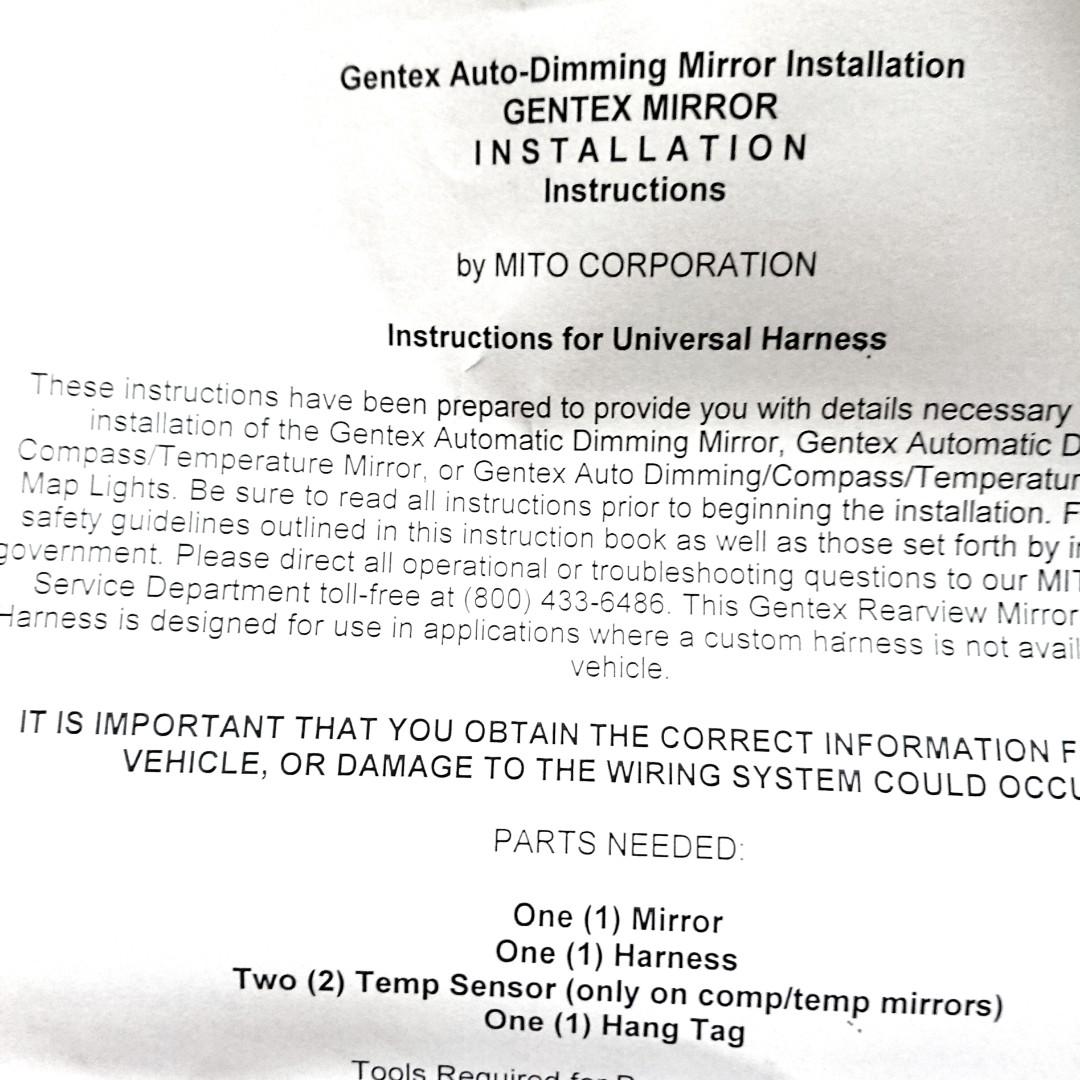 Gentex Autodim Rear View Mirror with Temperature Gauge and Electric