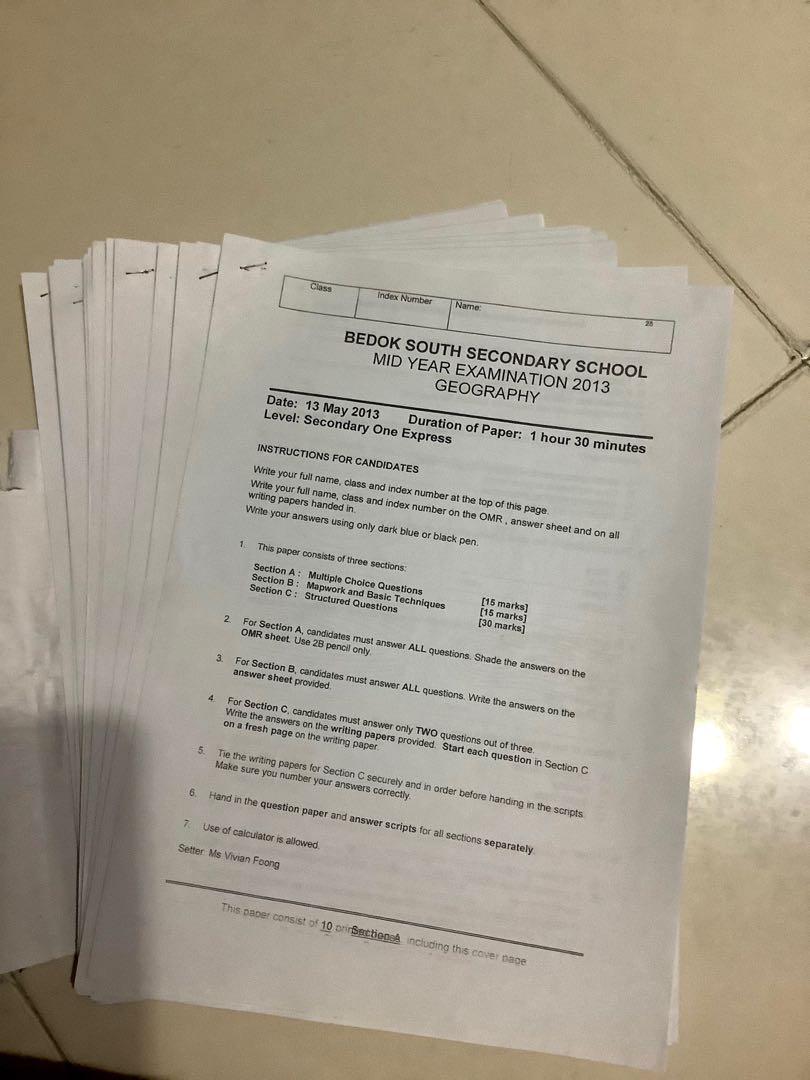 Sec 1 Geography exam papers, Hobbies & Toys, Books & Magazines