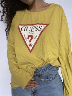 Guess Oversized Boyfriend Top in Mustard