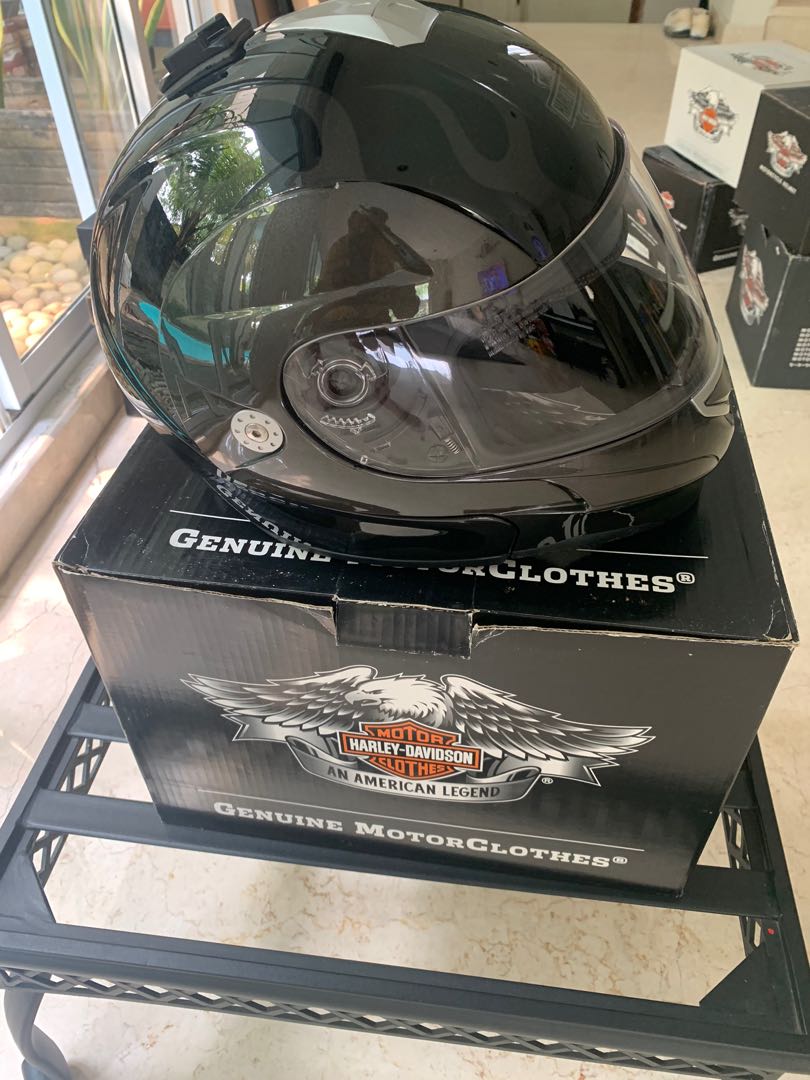 Harley Davidson Helmet Helm Original Type Stealth Flame Full Face Modular Size L Black Box Mint Cond Aksesoris Mobil Di Carousell