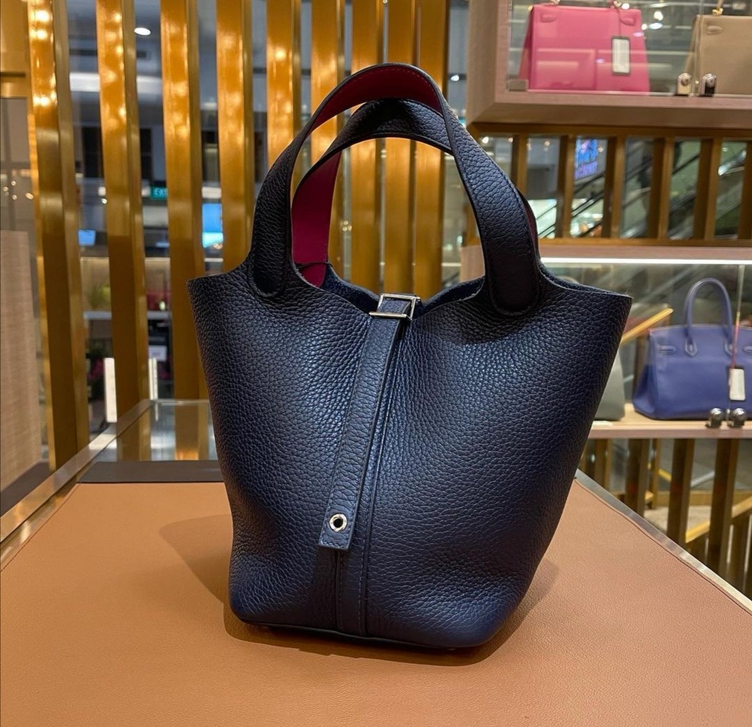 Hermes Picotin 18 Blue Nuit with Rose Pourpre handles in Clemence, Luxury,  Bags & Wallets on Carousell