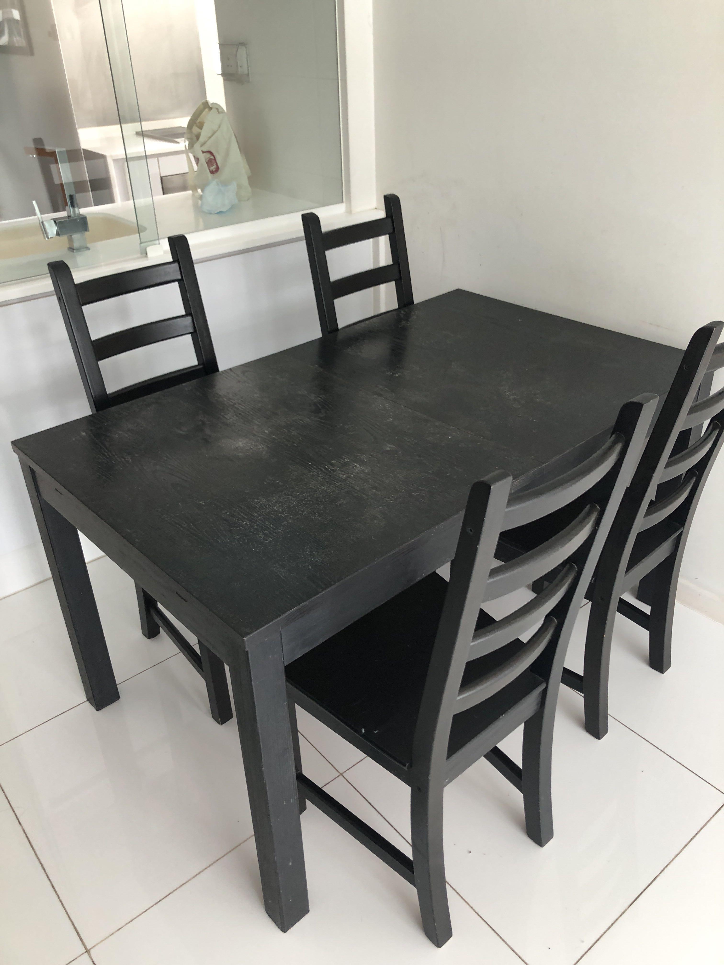 Ikea dining table and chair set, Furniture & Home Living, Furniture