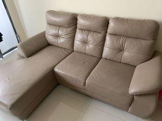L shape 3 seater genuine leather Sofa