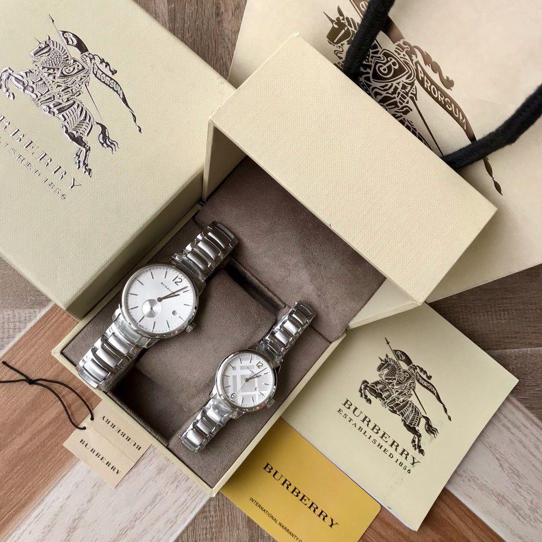 Burberry couple watch shop set